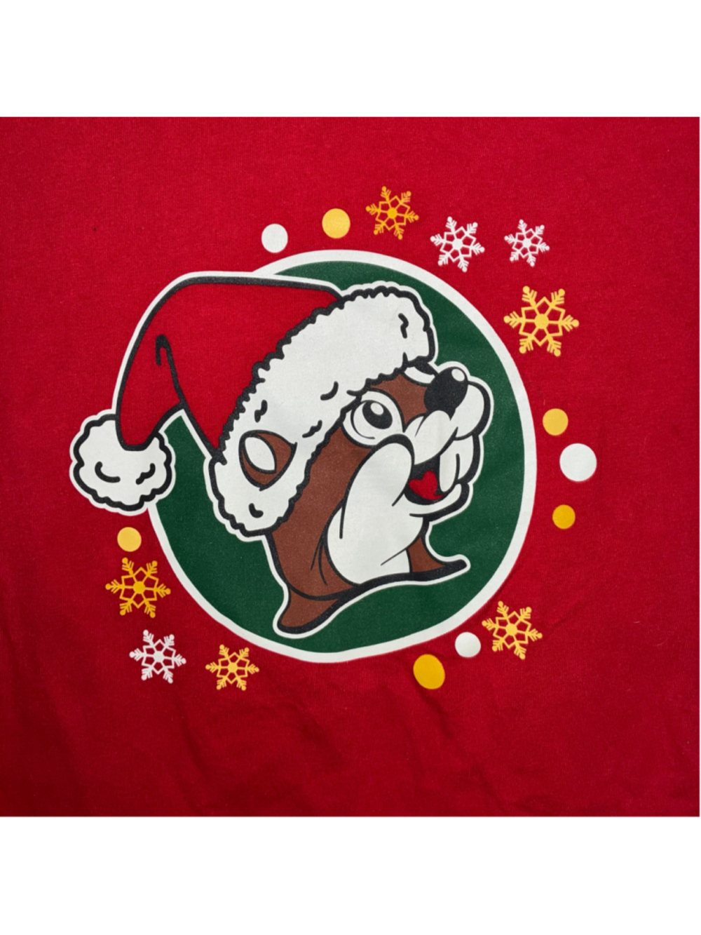 Buc-ee's Christmas Graphic T-Shirt Red Green Size L - Picture 2 of 5